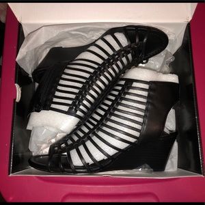 Torrid Size 10.5 Black Caged Wedges